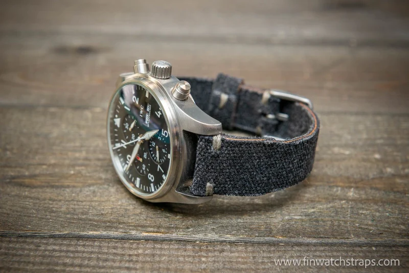 Vintage washed canvas Pilot watch strap, Aviator model, Military style tapered model 19x16mm, 20x16mm, 21x18mm, 22x18mm, 23x20mm, 24x20mm. Full customisation options.