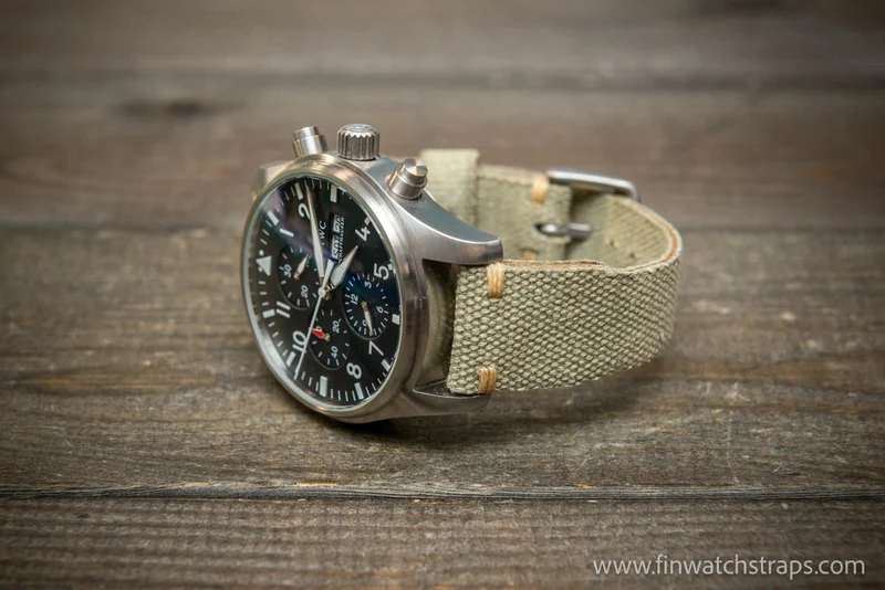 Vintage washed canvas Pilot watch strap, Aviator model, Military style tapered model 19x16mm, 20x16mm, 21x18mm, 22x18mm, 23x20mm, 24x20mm. Full customisation options.
