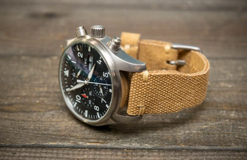 Vintage washed canvas Pilot watch strap, Aviator model, Military style tapered model 19x16mm, 20x16mm, 21x18mm, 22x18mm, 23x20mm, 24x20mm. Full customisation options.