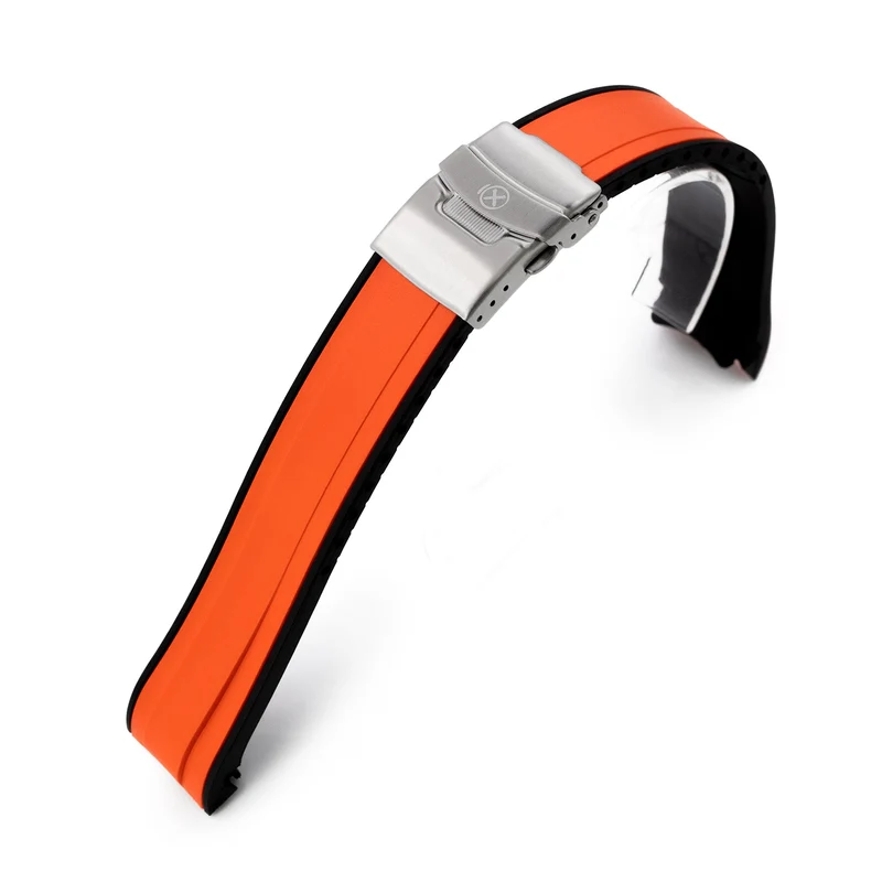 StrapXPro Orange Black Rubber Strap for Seiko 5 Sport 5KX GMT