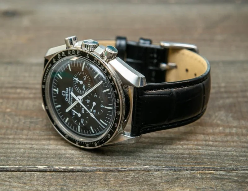 Leather watch strap, band made of calf leather with croc grain pattern 18, 19, 20, 21, 22 mm, Quick Release.