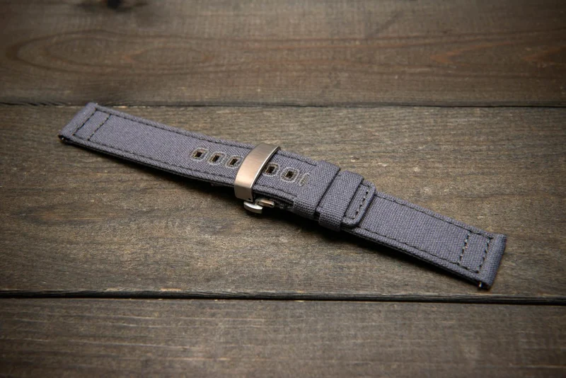Army premium canvas watch strap, canvas watch band. Handmade in Finland - 19 mm, 20 mm, 21 mm, 22 mm. With a deployment clasp.