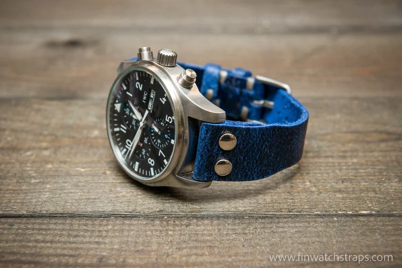 Pilot Watch Strap w/Rivets, Vintage style watch band