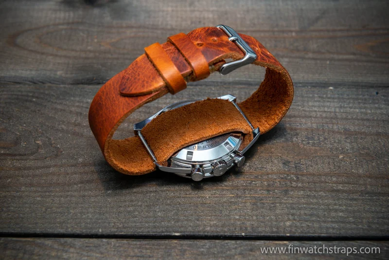 One-piece military watch band, watch strap, Badalassi Tawny waxed
