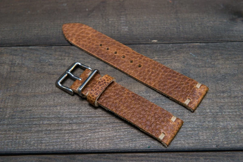 Buckaroo Tan Horween leather watch strap, handmade in Finland