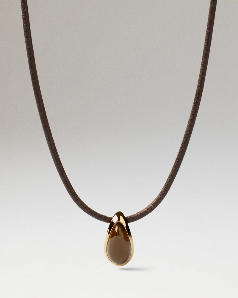 Smoky Quartz Luna cord necklace