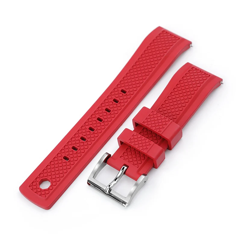 Red Crisscross FKM Rubber Quick Release Strap 20mm 22mm