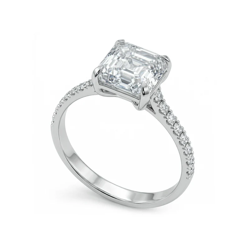 X-Diamond an 18kt lab g.d.tot. ct.2,77, cen square modified emerald 2,54ct e gambo incassato 0,23ct XXDAPU124O4SQBI277