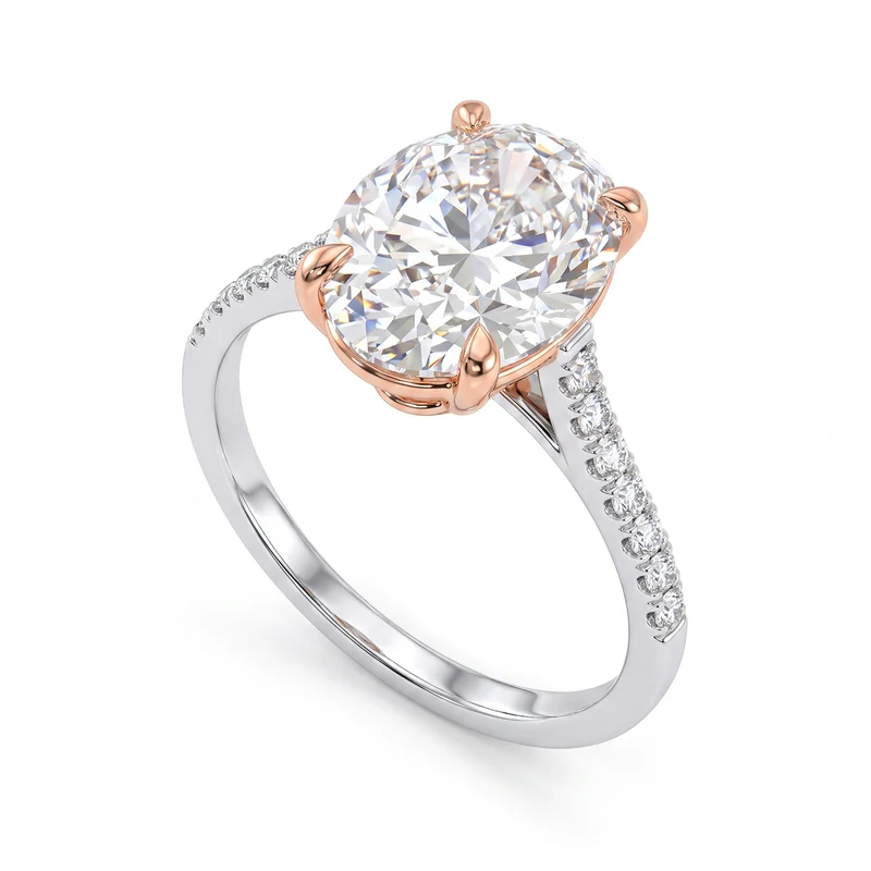 X-Diamond an 18kt lab g.d. ct.tot. 3,16- centr. ct. 3,02 ovale - gambo incassato ct. 0,14 XXDAPU119O7OVBI316
