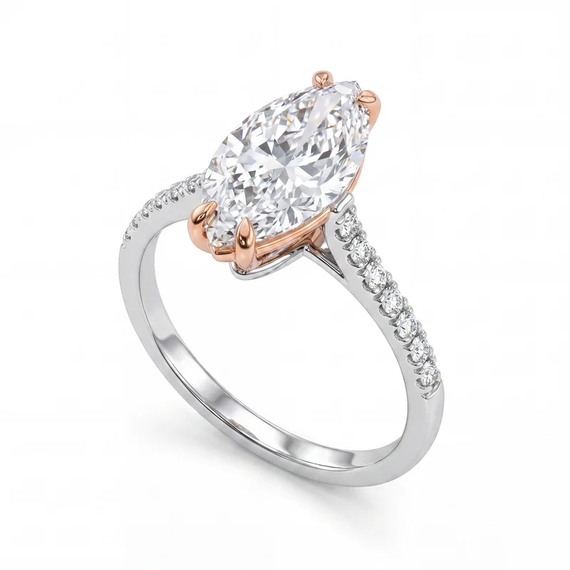 X-Diamond an 18kt lab g.d. ct.tot. 2,16- centr. ct. 2,02 marquise - gambo incassato 0,14ct XXDAPU118O7MABI216
