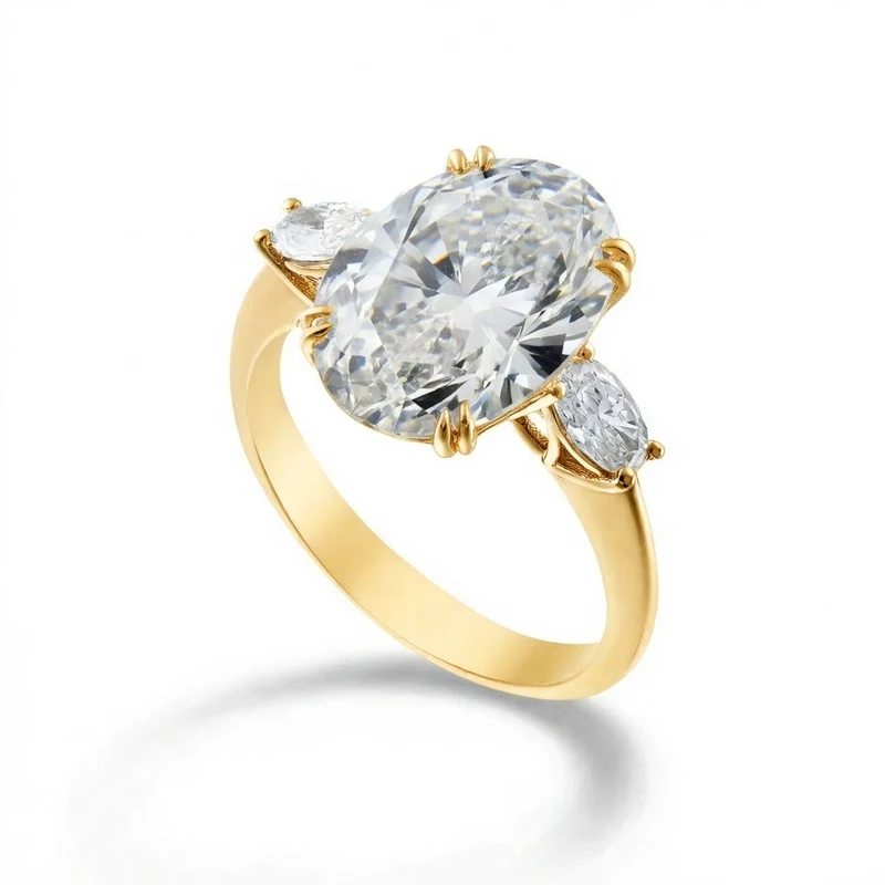 X-Diamond an 18kt lab g.d. ct. 3,43 tot, ovale cen 3,01ct e diamanti bianchi ovali laterali 0,41ct XXDAPU107O1OVBI343
