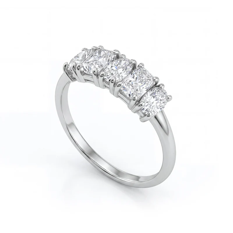 X-Diamond an 18kt veretta cinque forme lab g.d. tot ct. 1,12, radiant ct. 0,58, ovali ct. 0,54 XXDAN025O4BI112