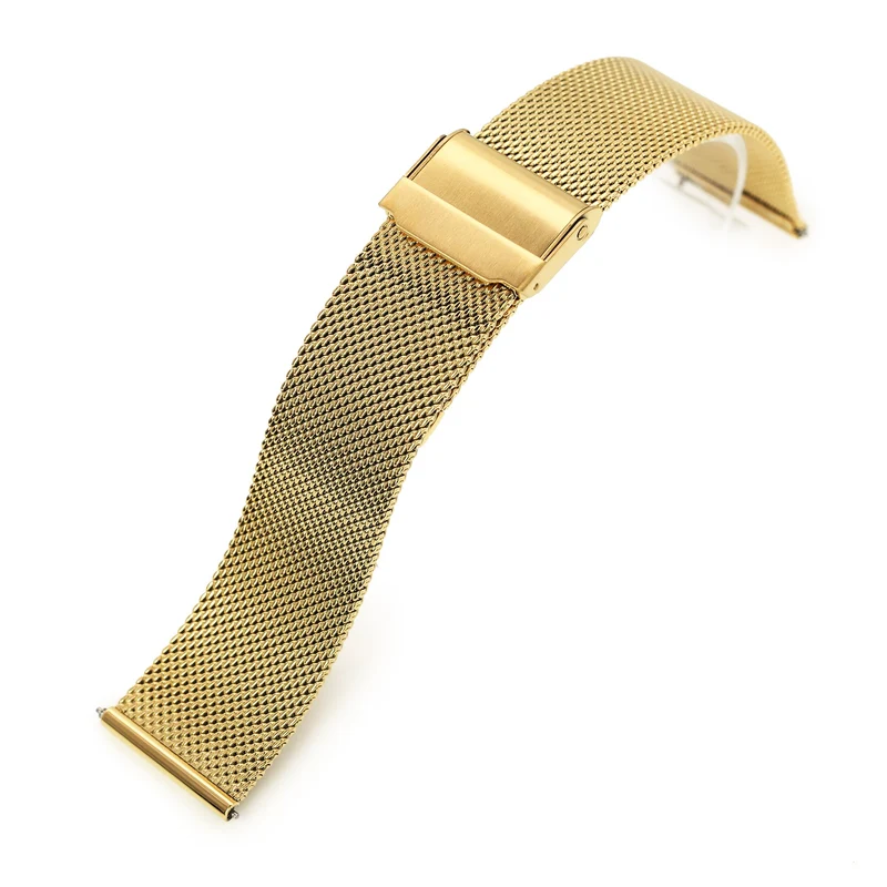 Superfine Quick Release Gold Mesh Watch Band 18mm 22mm