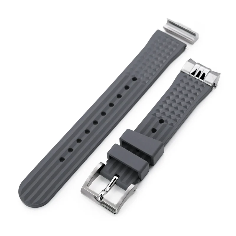 Chaffle Waffle FKM Rubber Strap with Curved End Links for Seiko Sumo