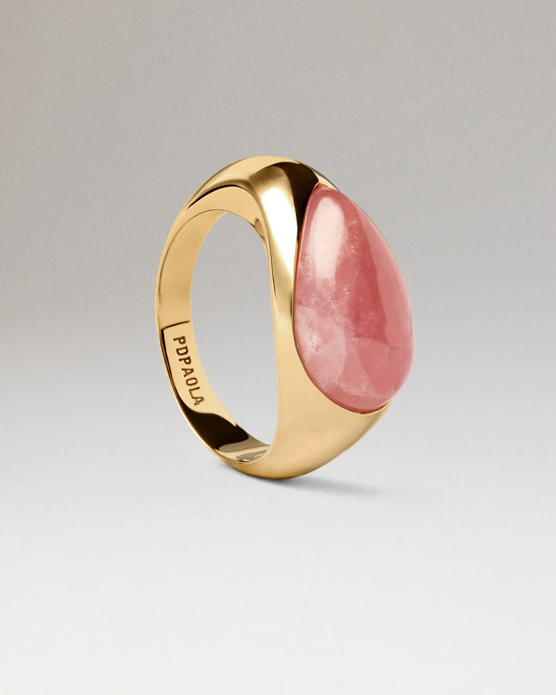 Rhodochrosite Luna Stamp Ring