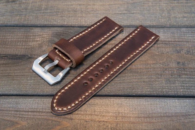 Watch band, Horween Dark Brown Chromexcel leather watch strap, hand stitched, handmade in Finland - 18mm, 19 mm, 20mm, 21 mm, 22mm, 23 mm, 24mm, 25 mm, 26 mm.
