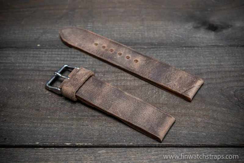 Leather watch strap, handmade in Finland.