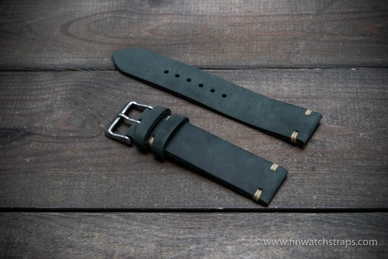 Leather watch strap, Horween Dusty Grey,handmade in Finland