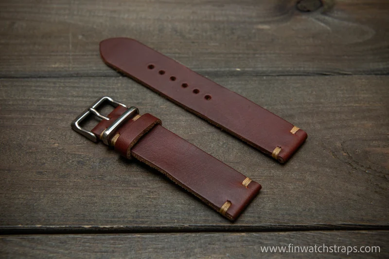 Leather Watch Strap, Horween Chromexcel horsebutt leather watch band, Handmade in Finland - 16, 17, 18, 19, 20, 21, 22, 23, 24, 25, 26 mm.