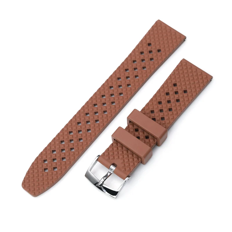 Rhombus Brown FKM Quick Release rubber watch strap, 20mm