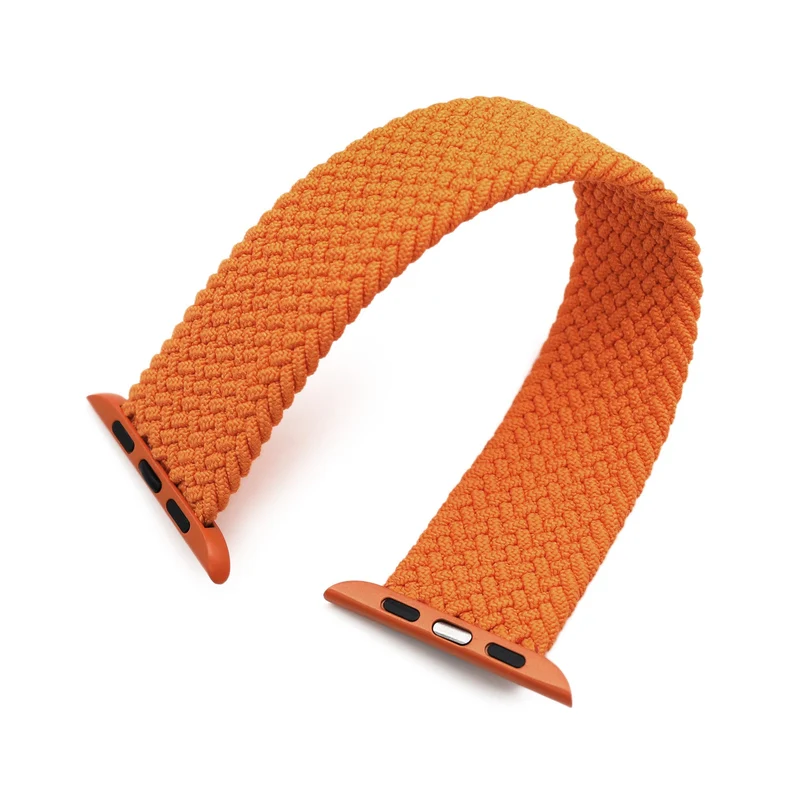 Stretchable Orange Braided Solo Loop Band for Apple Watch 44mm 42mm