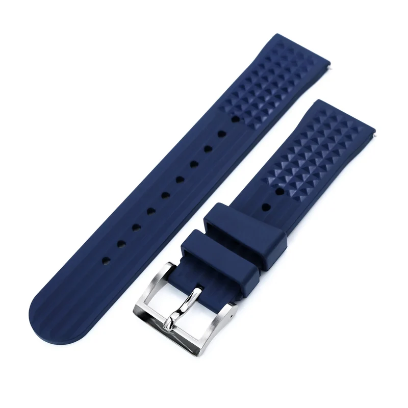 Chaffle Navy Blue FKM Rubber Waffle Watch Band 19mm 22mm