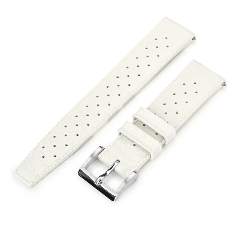 White Tropical-Style Pro FKM Rubber Quick Release Strap 19mm to 22mm