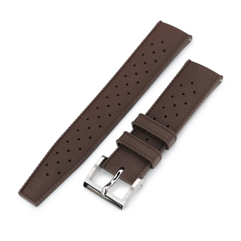 Quick Release Brown Tropical-Style Pro FKM rubber watch strap, 19mm - 23mm