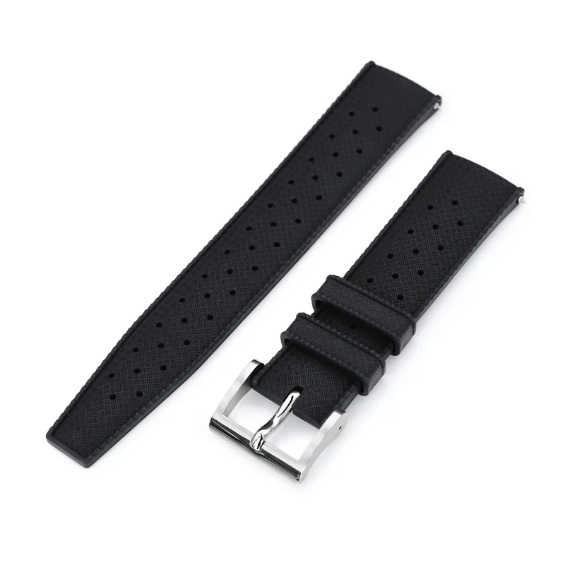 Black Tropical-Style Pro FKM Rubber Quick Release Strap 19mm to 23mm
