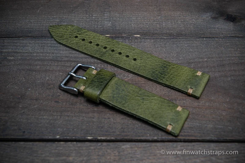 Badalassi Wax leather watch strap. Hand-made to order in Finland.