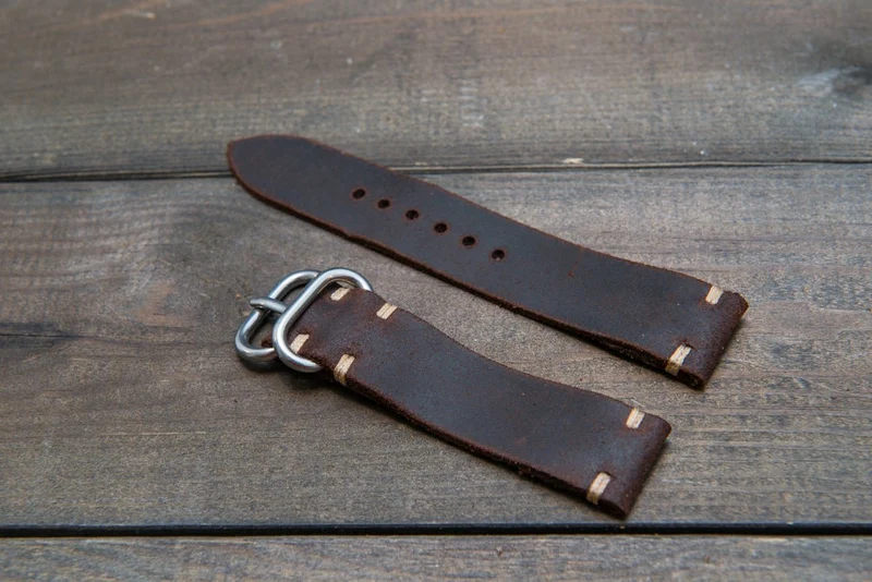 Suede vintage leather watch strap (SNUFF), handmade in Finland - 16mm, 17 mm, 18mm, 19 mm, 20mm, 21mm, 22mm, 23 mm, 24mm.