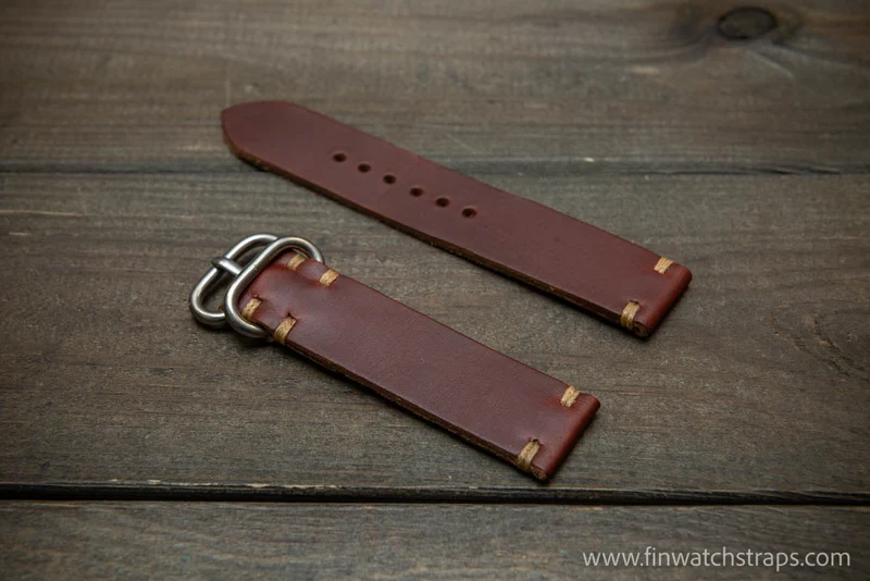 Leather Watch Strap, Horween Chromexcel horsebutt leather watch band, Handmade in Finland - 16, 17, 18, 19, 20, 21, 22, 23, 24, 25, 26 mm.