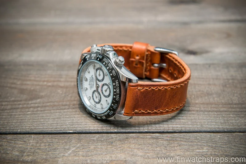 Badalassi Carlo Wax leather watch strap. Brown color. Handmade in Finland.