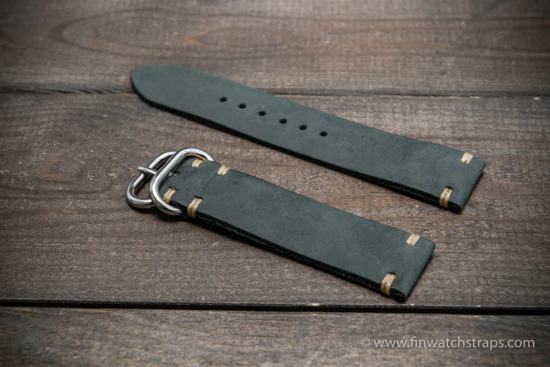 Leather watch strap, Horween Dusty Grey, handmade in Finland