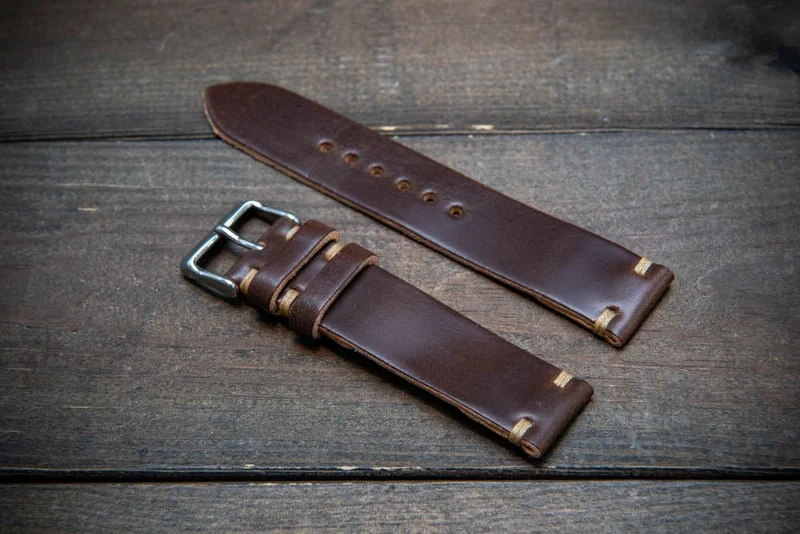 Horween Shell Cordovan leather watch strap, handmade in Finland - 10-26 mm.