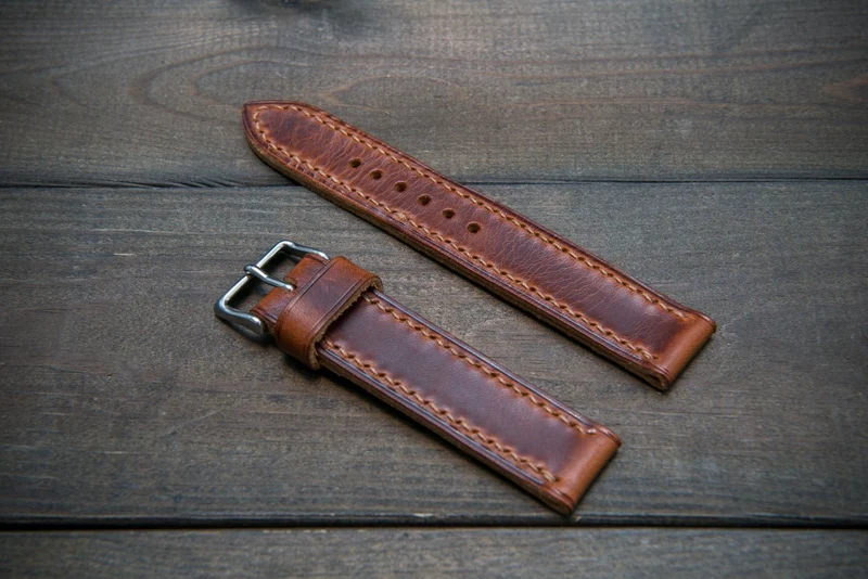 Badalassi Congac Wax leather watch strap. Hand-made to order in Finland.