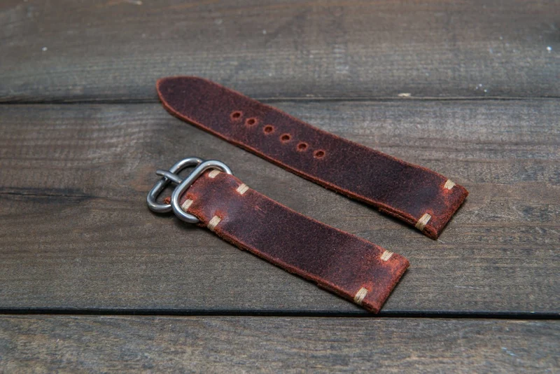 Suede vintage leather watch strap (Teracotta), handmade in Finland - 16mm, 17 mm, 18mm, 19 mm, 20mm, 21mm, 22mm, 23 mm, 24mm.