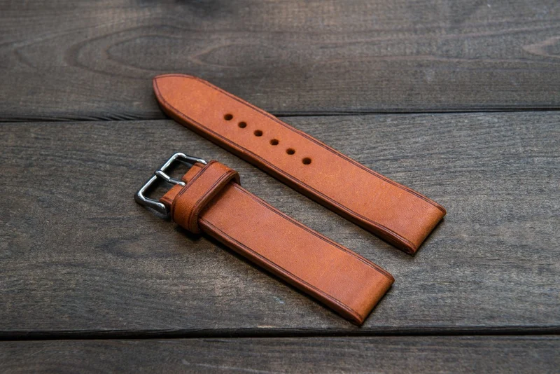 Badalassi Carlo, Pueblo Olmo leather watch strap 3-4 mm thick with lining, handmade in Finland.