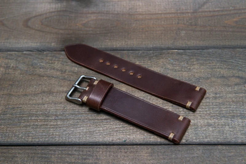 Shell Cordovan leather watch strap, handmade in Finland
