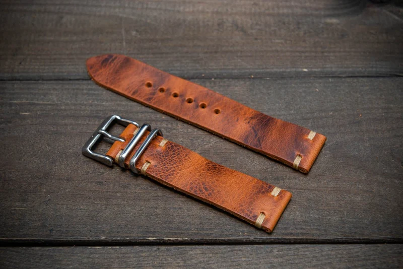 Badalassi Tawny Wax leather watch strap. Hand-made to order in Finland.