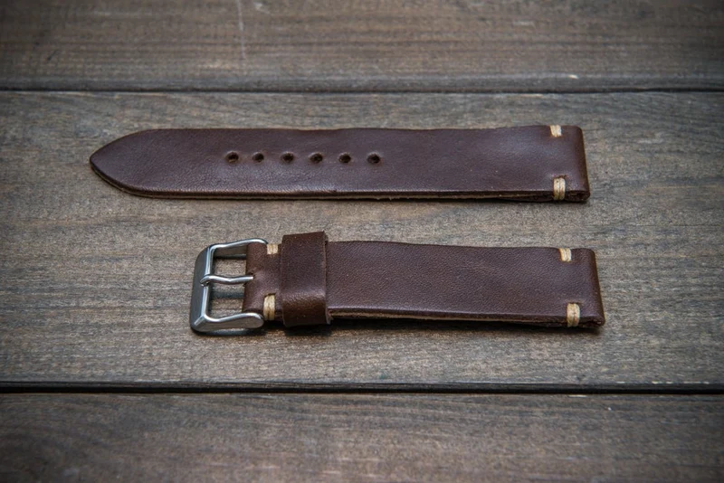 Buttero leather watch strap (chocco brown), handmade in Finland, 10-26 mm