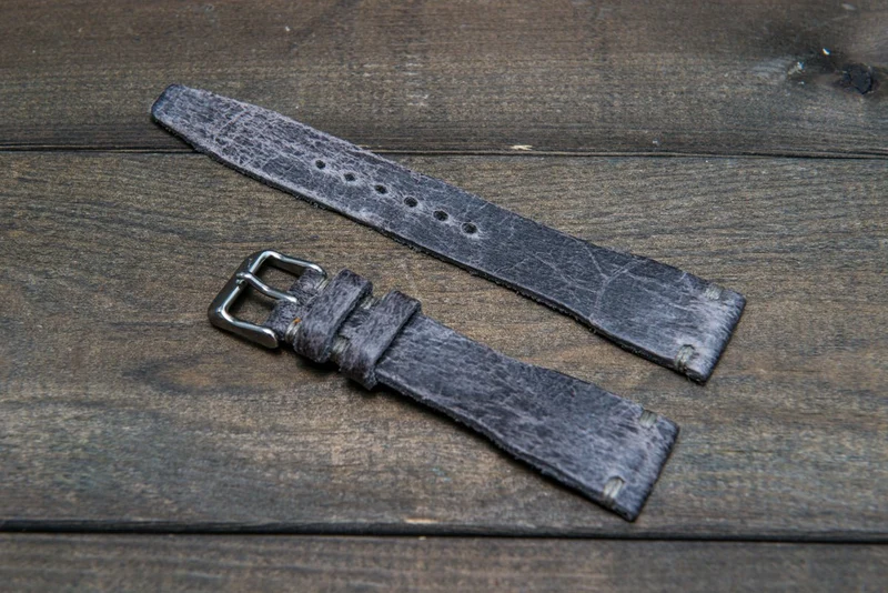 Pilot Leather Watch Strap, Aviator model, Military style tapered model
