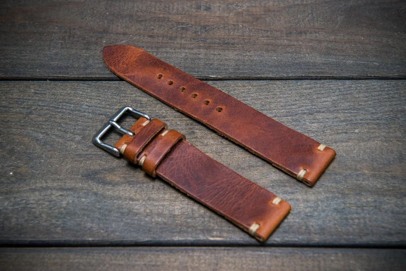 Badalassi Congac Wax leather watch strap. Hand-made to order in Finland.