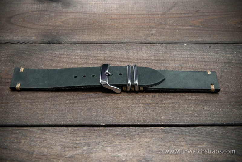 Leather watch strap, Horween Dusty Grey, handmade in Finland