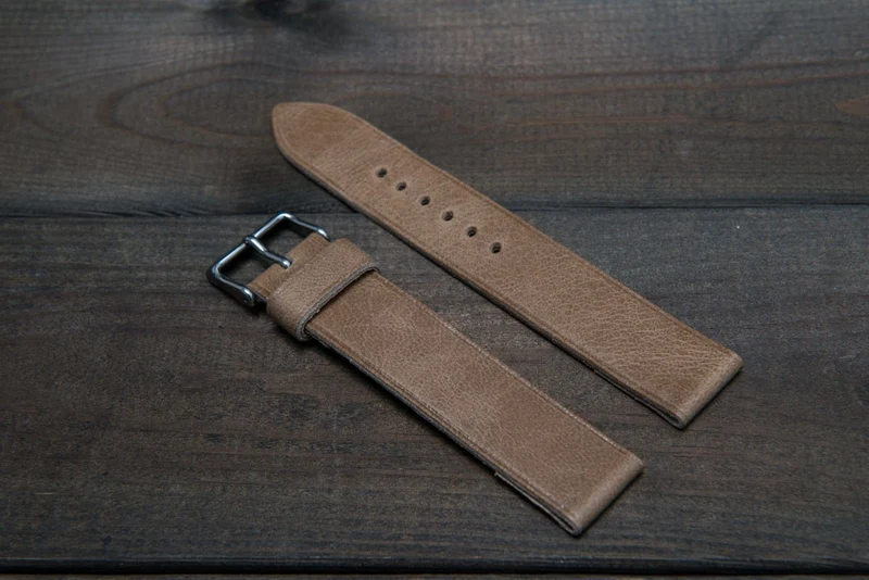 Camel leather watch strap, handmade in Finland