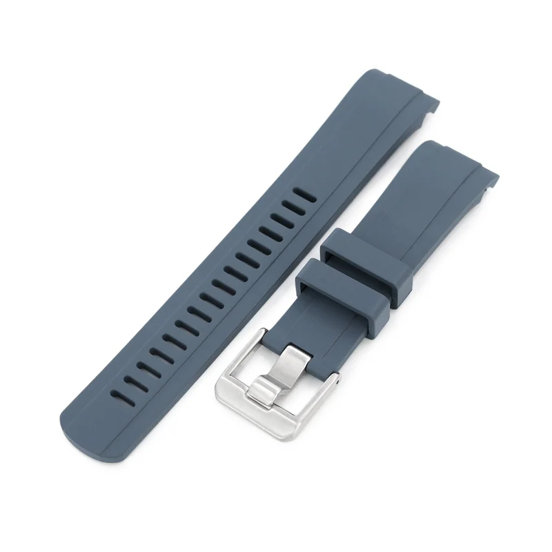 22mm Crafter Blue - CB10 Grey Rubber Curved Lug Watch Band compatible with Seiko SKX007