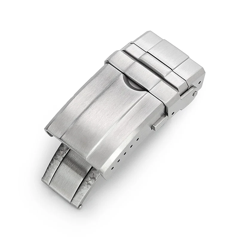 16mm, 18mm or 20mm Solid 316L Stainless Steel Double Locks Turning Clasp, Button Control, Brushed