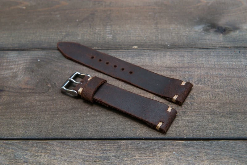 Suede vintage leather watch strap (SNUFF), handmade in Finland - 10mm, 12mm, 14mm, 16mm, 17 mm, 18mm, 19 mm, 20mm, 21mm, 22mm, 23 mm, 24mm.