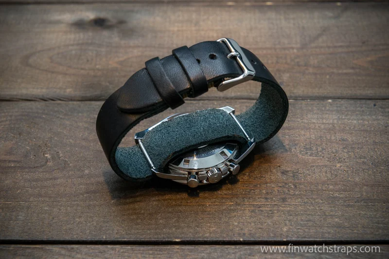 One-piece military watch band, watch strap,Black Horween Dublin