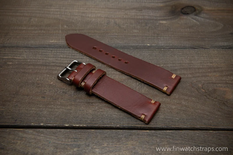 Leather Watch Strap, Horween Chromexcel horsebutt leather watch band, Handmade in Finland - 10, 11, 12, 13, 14, 15, 16, 17, 18, 19, 20, 21, 22, 23, 24, 25, 26 mm.